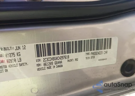 2012 Dodge Charger Se z USA, uszkodzony, nr VIN 2C3CDXBG0CH297618